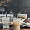 VIAMAJA Krus, Kopper Og Glas<Latteglas med låg og sugerør - 6 stk