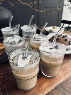VIAMAJA Krus, Kopper Og Glas<Latteglas med låg og sugerør - 6 stk