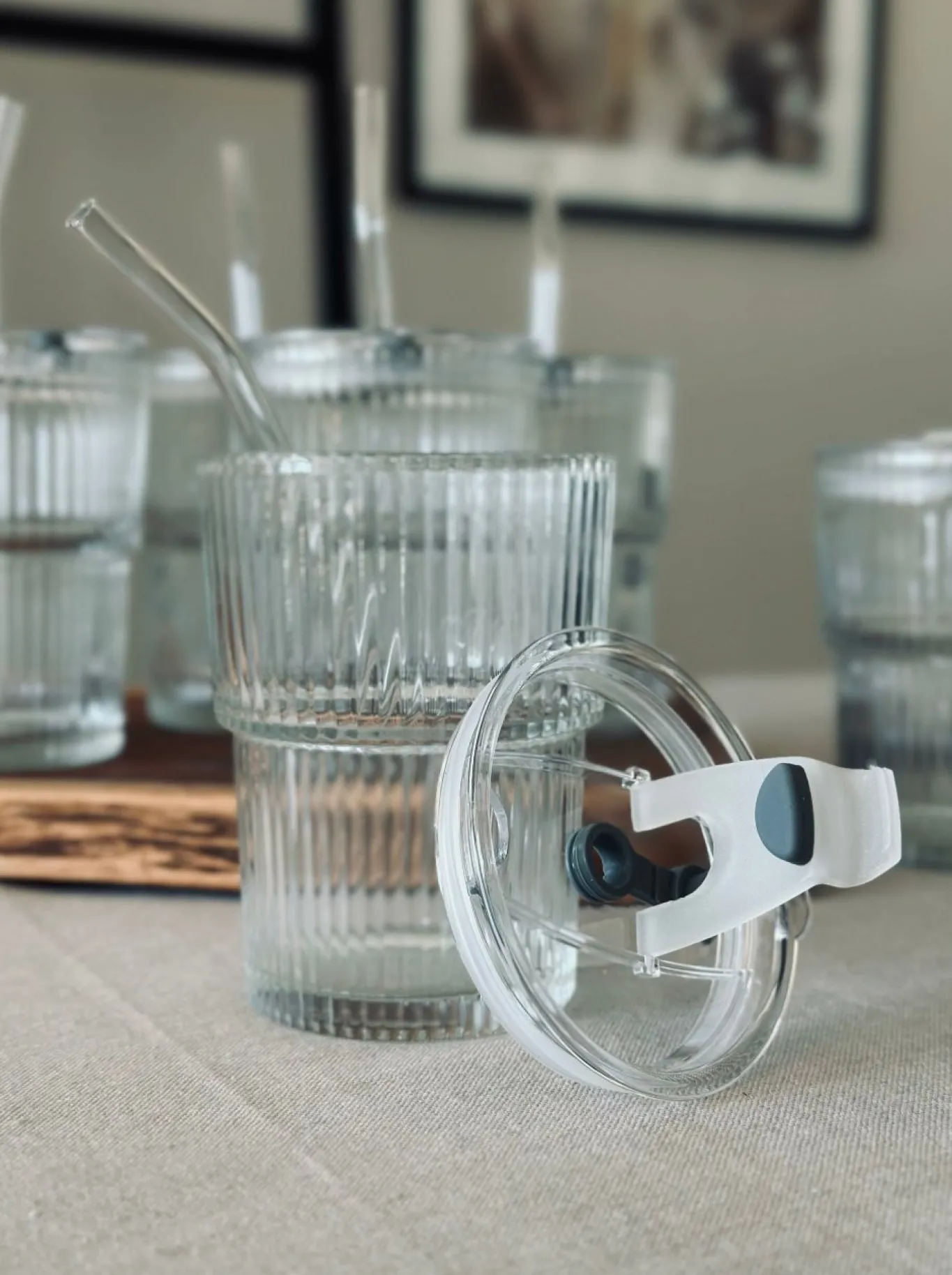 VIAMAJA Krus, Kopper Og Glas<Latteglas med låg og sugerør - 6 stk