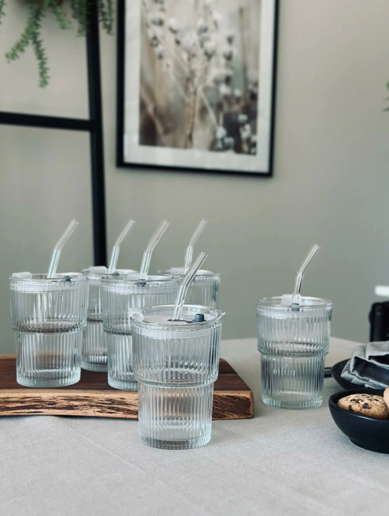 VIAMAJA Krus, Kopper Og Glas<Latteglas med låg og sugerør - 6 stk
