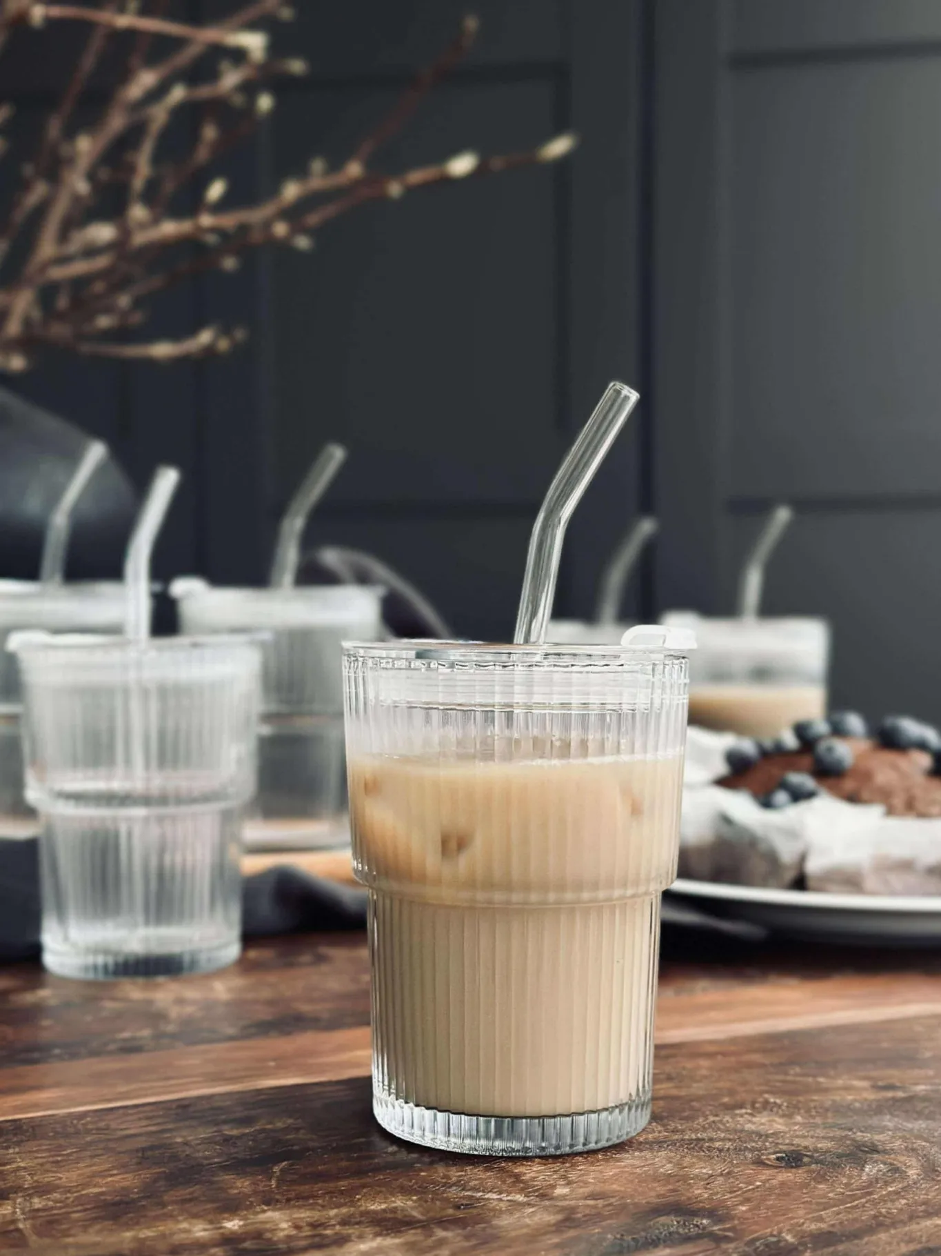 VIAMAJA Krus, Kopper Og Glas<Latteglas med låg og sugerør - 6 stk