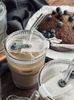 VIAMAJA Krus, Kopper Og Glas<Latteglas med låg og sugerør - 6 stk