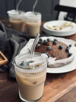 VIAMAJA Krus, Kopper Og Glas<Latteglas med låg og sugerør - 6 stk