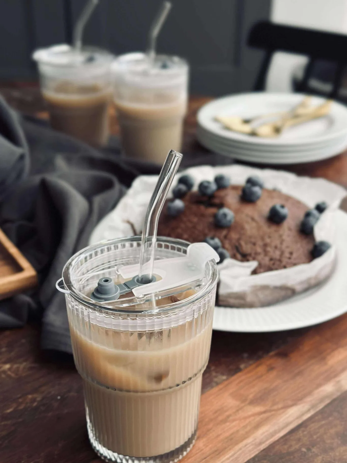 VIAMAJA Krus, Kopper Og Glas<Latteglas med låg og sugerør - 6 stk
