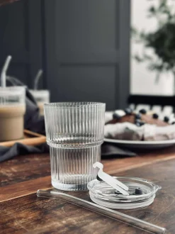 VIAMAJA Krus, Kopper Og Glas<Latteglas med låg og sugerør - 6 stk
