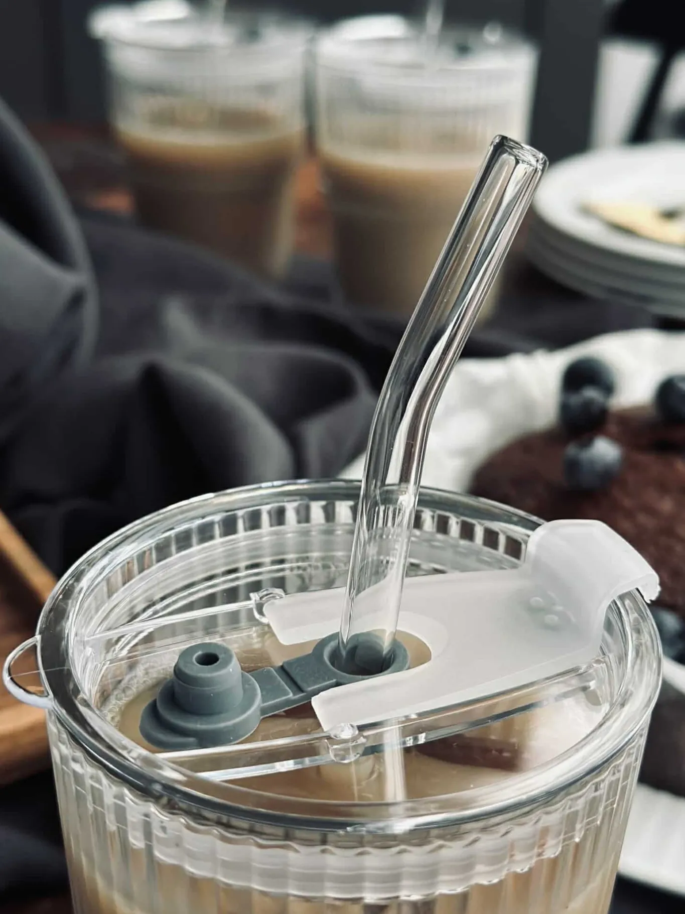 VIAMAJA Krus, Kopper Og Glas<Latteglas med låg og sugerør - 6 stk