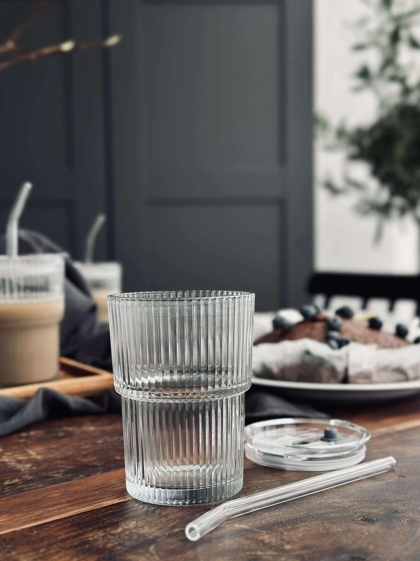 VIAMAJA Krus, Kopper Og Glas<Latteglas med låg og sugerør - 6 stk