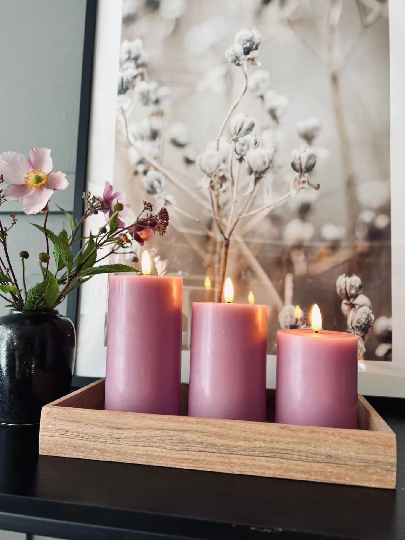 VIAMAJA Lys Og Led|Led Bloklys<LED Bloklys / VIOLET 3 stk – Inkl. fjernbetjening