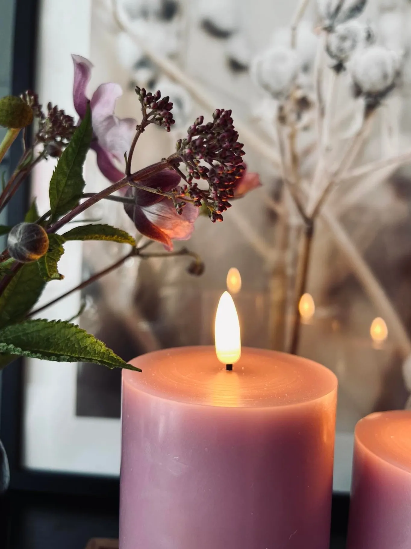 VIAMAJA Lys Og Led|Led Bloklys<LED Bloklys / VIOLET 3 stk – Inkl. fjernbetjening