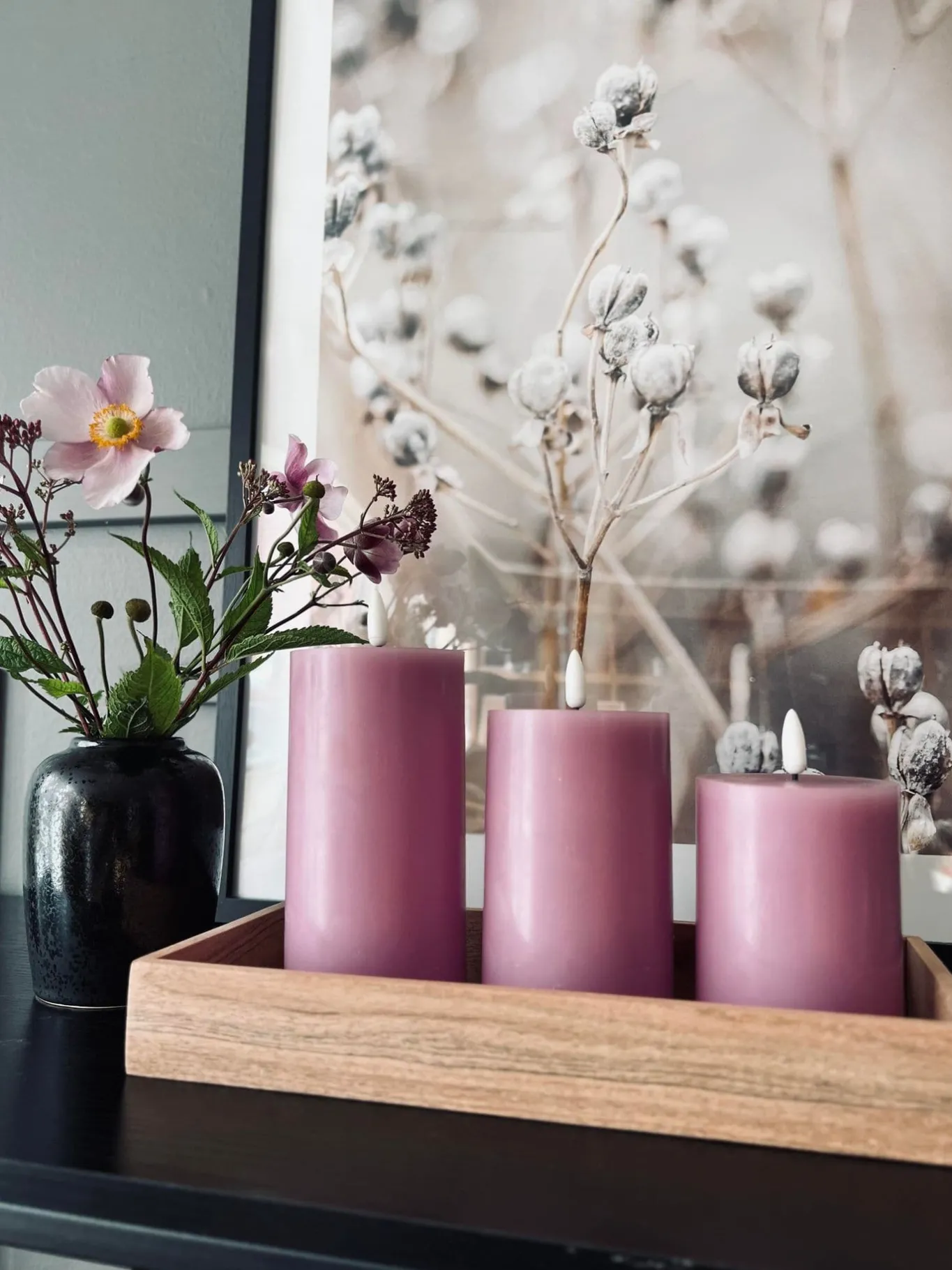 VIAMAJA Lys Og Led|Led Bloklys<LED Bloklys / VIOLET 3 stk – Inkl. fjernbetjening