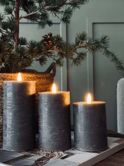 VIAMAJA Lys Og Led|Led Bloklys<LED Bloklys / Grå – 3 stk Rustik lys