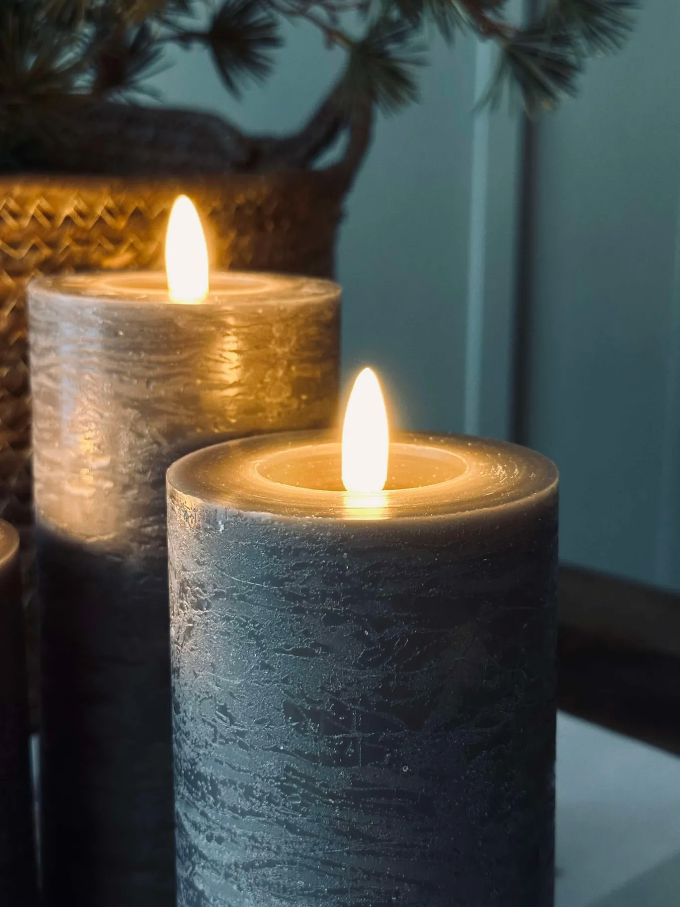 VIAMAJA Lys Og Led|Led Bloklys<LED Bloklys / Grå – 3 stk Rustik lys