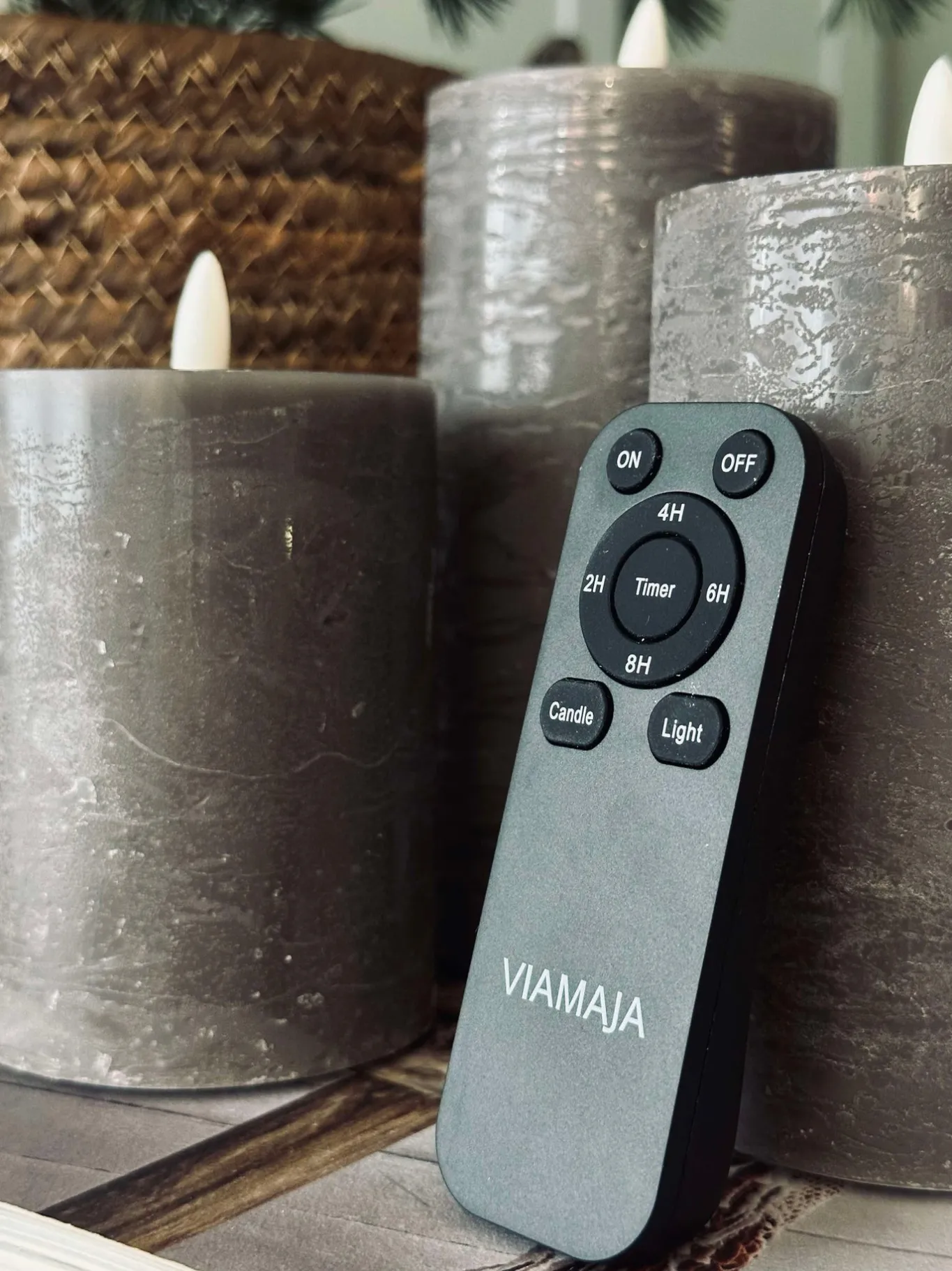 VIAMAJA Lys Og Led|Led Bloklys<LED Bloklys / Grå – 3 stk Rustik lys