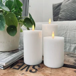 VIAMAJA Lys Og Led|Led Bloklys<LED Bloklys / Hvid rustik – 3 stk