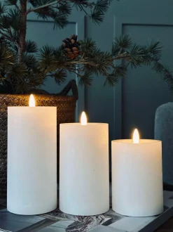 VIAMAJA Lys Og Led|Led Bloklys<LED Bloklys / Hvid rustik – 3 stk