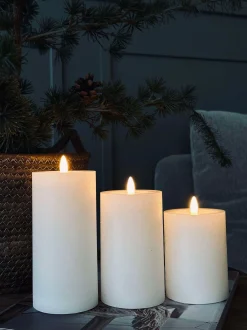 VIAMAJA Lys Og Led|Led Bloklys<LED Bloklys / Hvid rustik – 3 stk