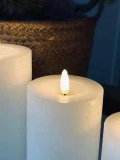 VIAMAJA Lys Og Led|Led Bloklys<LED Bloklys / Hvid rustik – 3 stk