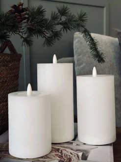 VIAMAJA Lys Og Led|Led Bloklys<LED Bloklys / Hvid rustik – 3 stk