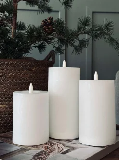VIAMAJA Lys Og Led|Led Bloklys<LED Bloklys / Hvid rustik – 3 stk