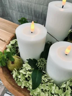 VIAMAJA Lys Og Led|Led Bloklys<LED Bloklys / Hvid rustik – 3 stk