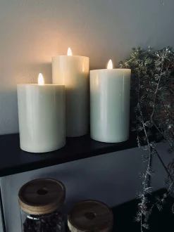 VIAMAJA Lys Og Led|Led Bloklys<LED Bloklys / Mint – 3 stk bloklys