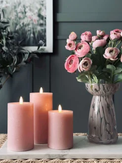 VIAMAJA Lys Og Led|Led Bloklys<LED Bloklys / Rosa – 3 stk bloklys