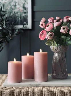 VIAMAJA Lys Og Led|Led Bloklys<LED Bloklys / Rosa – 3 stk bloklys