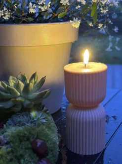 VIAMAJA Lys Og Led|Udendørs Led<LED Bloklys Beige timeglas - Udendørs