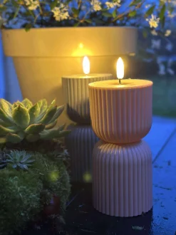 VIAMAJA Lys Og Led|Udendørs Led<LED Bloklys Beige timeglas - Udendørs