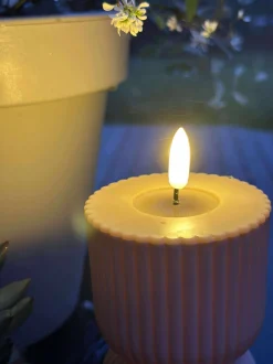 VIAMAJA Lys Og Led|Udendørs Led<LED Bloklys Beige timeglas - Udendørs