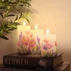 VIAMAJA Lys Og Led|Led Bloklys<LED bloklys Blomster – Sæt m. 3 stk og fjernbetjening