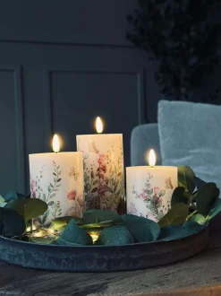 VIAMAJA Lys Og Led|Led Bloklys<LED bloklys FLORA – Sæt med 3 stk og fjernbetjening