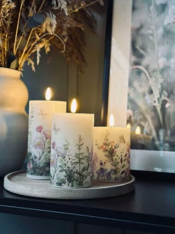VIAMAJA Lys Og Led|Led Bloklys<LED bloklys FLORA – Sæt med 3 stk og fjernbetjening