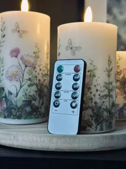 VIAMAJA Lys Og Led|Led Bloklys<LED bloklys FLORA – Sæt med 3 stk og fjernbetjening