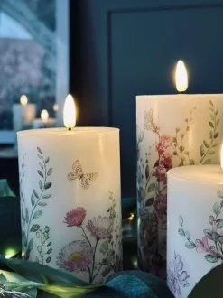 VIAMAJA Lys Og Led|Led Bloklys<LED bloklys FLORA – Sæt med 3 stk og fjernbetjening
