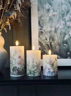 VIAMAJA Lys Og Led|Led Bloklys<LED bloklys FLORA – Sæt med 3 stk og fjernbetjening