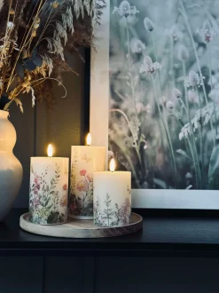 VIAMAJA Lys Og Led|Led Bloklys<LED bloklys FLORA – Sæt med 3 stk og fjernbetjening