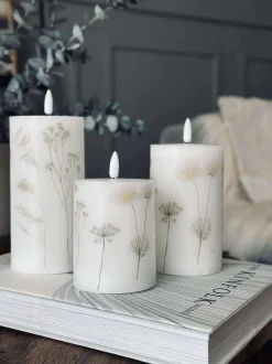 VIAMAJA Lys Og Led|Led Bloklys<LED bloklys FLOWER – Sæt m. 3 stk og fjernbetjening