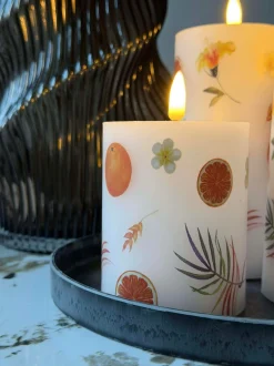 VIAMAJA Lys Og Led|Led Bloklys<LED bloklys FRUIT – Sæt m. 3 stk og fjernbetjening