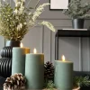 VIAMAJA Lys Og Led|Led Bloklys<LED Bloklys Grøn - Sæt af 3 stk med fjernbetjening
