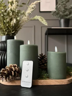 VIAMAJA Lys Og Led|Led Bloklys<LED Bloklys Grøn - Sæt af 3 stk med fjernbetjening