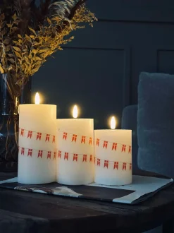 VIAMAJA Lys Og Led|Led Bloklys<LED bloklys med flag – Sæt med 3 stk og fjernbetjening