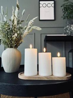 VIAMAJA Lys Og Led|Led Bloklys<LED Bloklys med riller - Sæt med 3 stk ink fjernbetjening