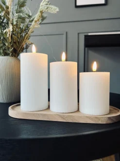 VIAMAJA Lys Og Led|Led Bloklys<LED Bloklys med riller - Sæt med 3 stk ink fjernbetjening