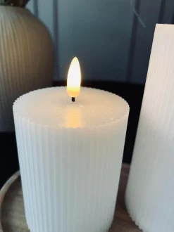 VIAMAJA Lys Og Led|Led Bloklys<LED Bloklys med riller - Sæt med 3 stk ink fjernbetjening