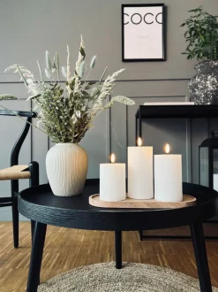 VIAMAJA Lys Og Led|Led Bloklys<LED Bloklys med riller - Sæt med 3 stk ink fjernbetjening