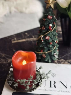 VIAMAJA Lys Og Led|Led Bloklys<LED Bloklys Rød med timer - 7x9 cm