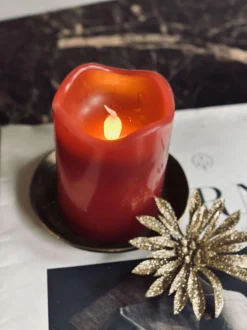 VIAMAJA Lys Og Led|Led Bloklys<LED Bloklys Rød med timer - 7x9 cm