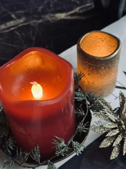 VIAMAJA Lys Og Led|Led Bloklys<LED Bloklys Rød med timer - 7x9 cm