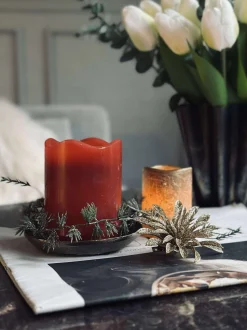 VIAMAJA Lys Og Led|Led Bloklys<LED Bloklys Rød med timer - 7x9 cm
